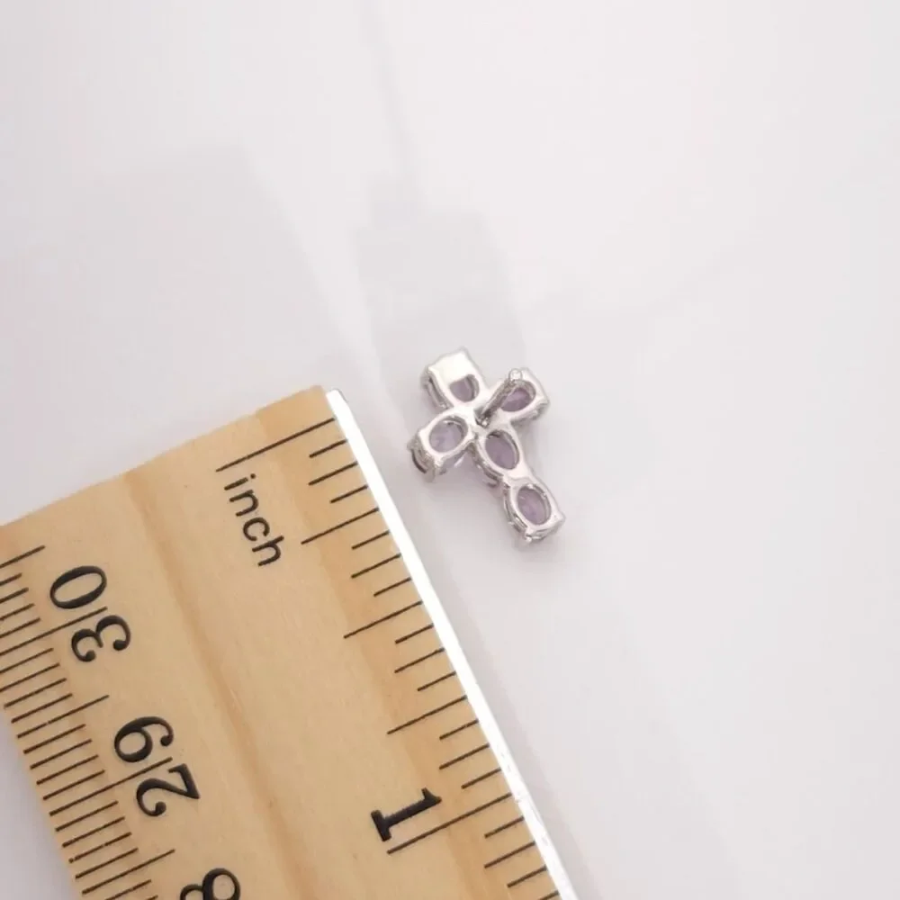 Amethyst Rose de France Cross Post Earrings